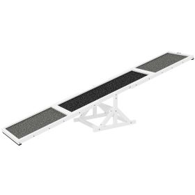 PawHut Wooden Dog Agility Seesaw for Training and Exercise, Weather Resistant, 83" L x 16" W x 14" H, White