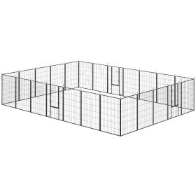 PawHut Dog Playpen for Indoor Outdoor, 24 Panels 44.5" H Puppy Playpen with Lockable Door, DIY Shape Pet Exercise Fence, Black